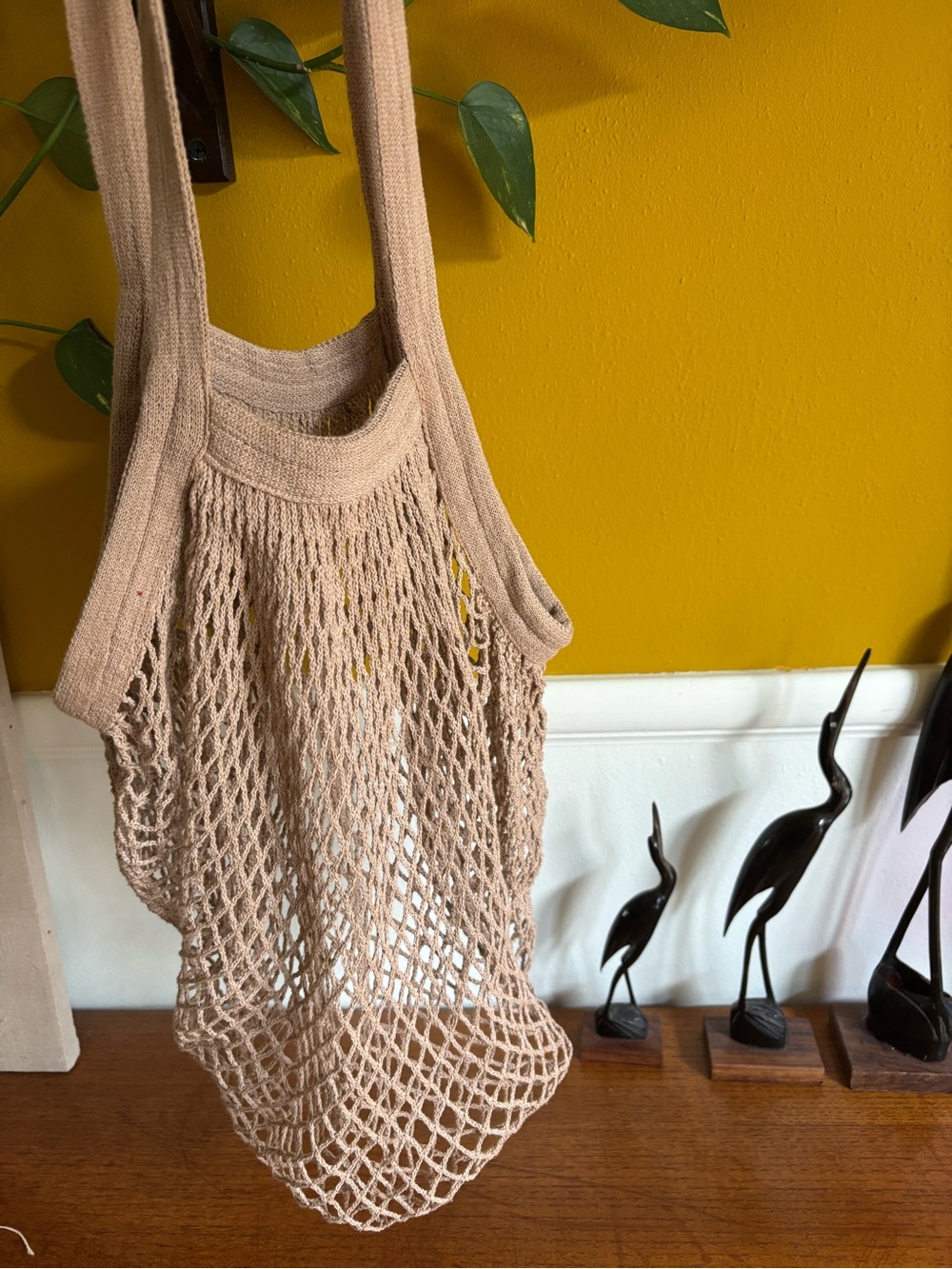 Woven knit crochet tote perfect for groceries, books, the beach, travel